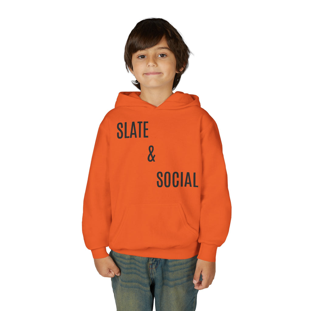 Youth Hoodie - "Slate & Social" Minimalist Text Pullover