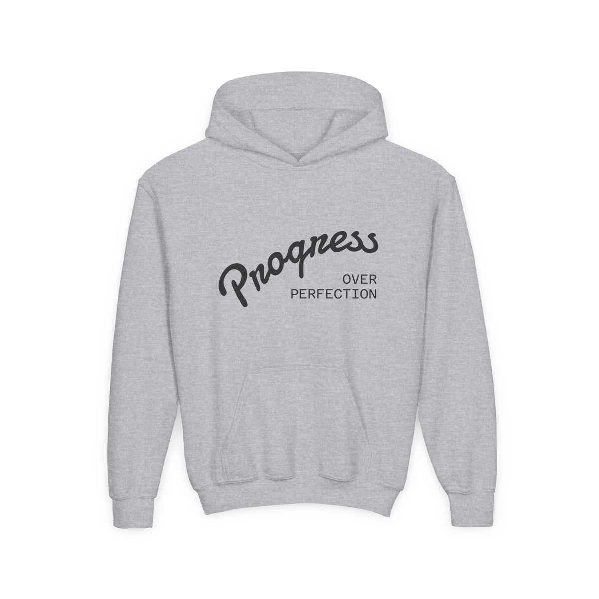 Youth Hoodie — "Progress Over Perfection" Motivational Pullover