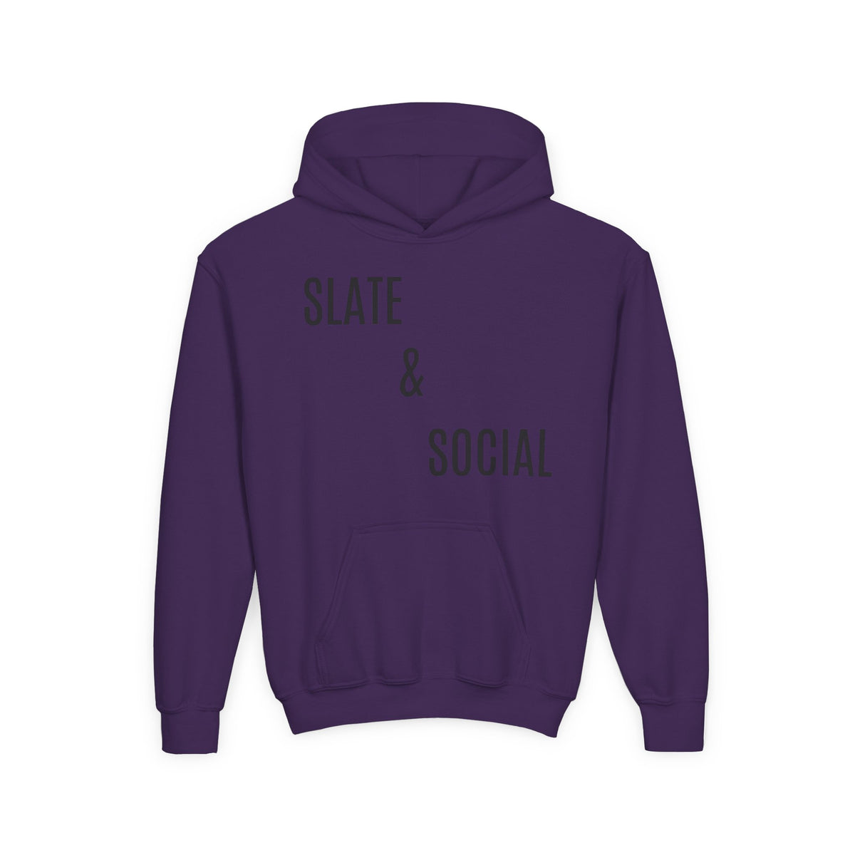 Youth Hoodie - "Slate & Social" Minimalist Text Pullover