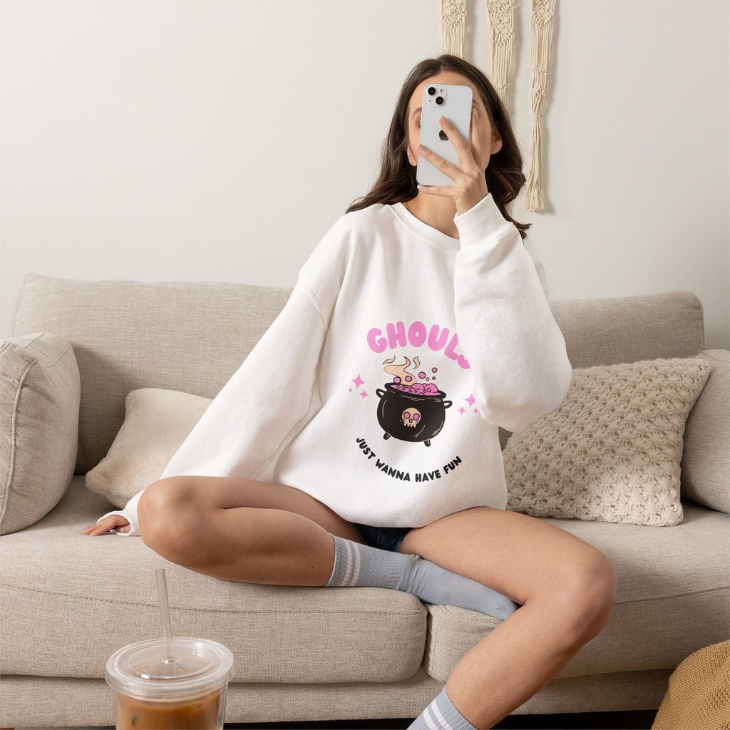 Ghoul Crewneck Sweatshirt — "Ghouls Just Wanna Have Fun" Cute Halloween Pullover