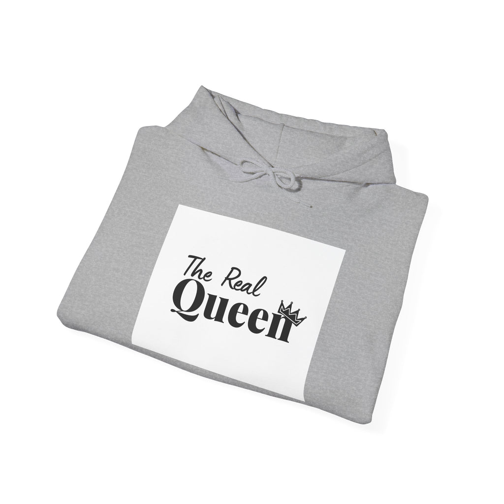 The Real Queen Hoodie — 'Slate & Social' Graphic Pullover for Bold Fashionistas