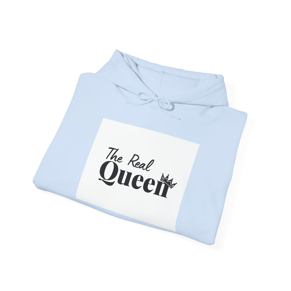 The Real Queen Hoodie — 'Slate & Social' Graphic Pullover for Bold Fashionistas