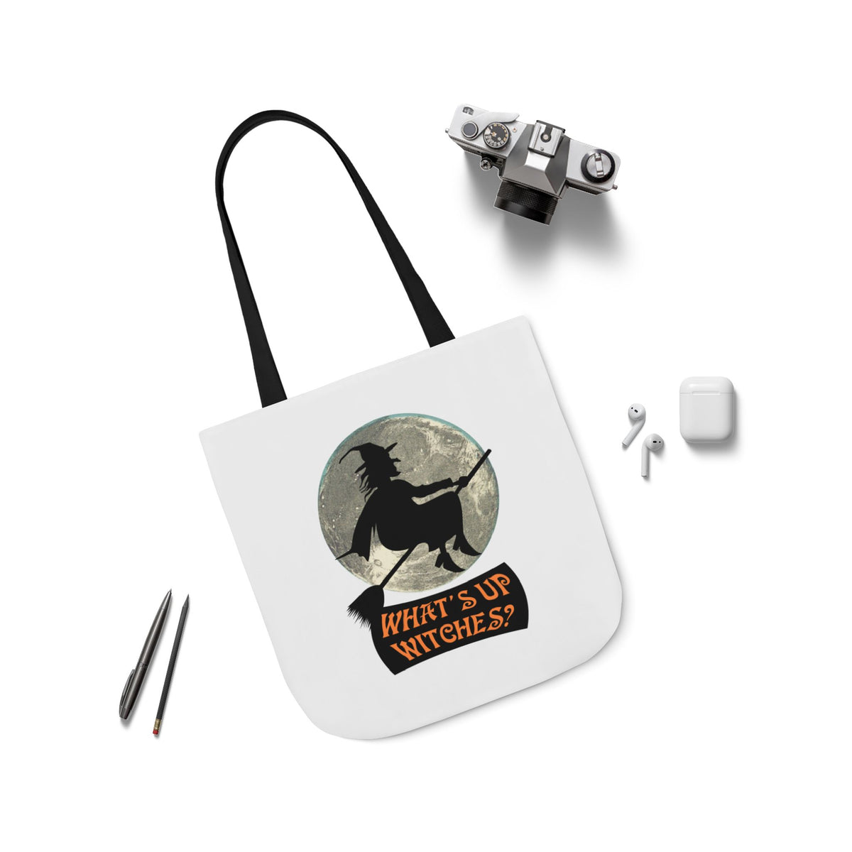 What’s Up Witches Halloween Witch Canvas Tote Bag