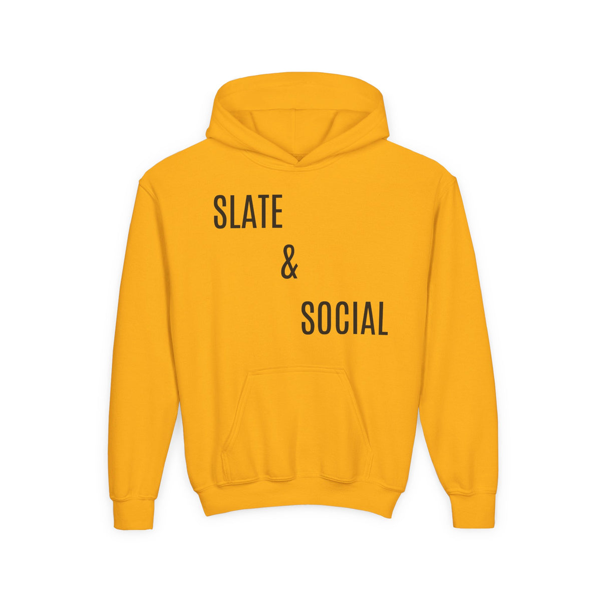 Youth Hoodie - "Slate & Social" Minimalist Text Pullover