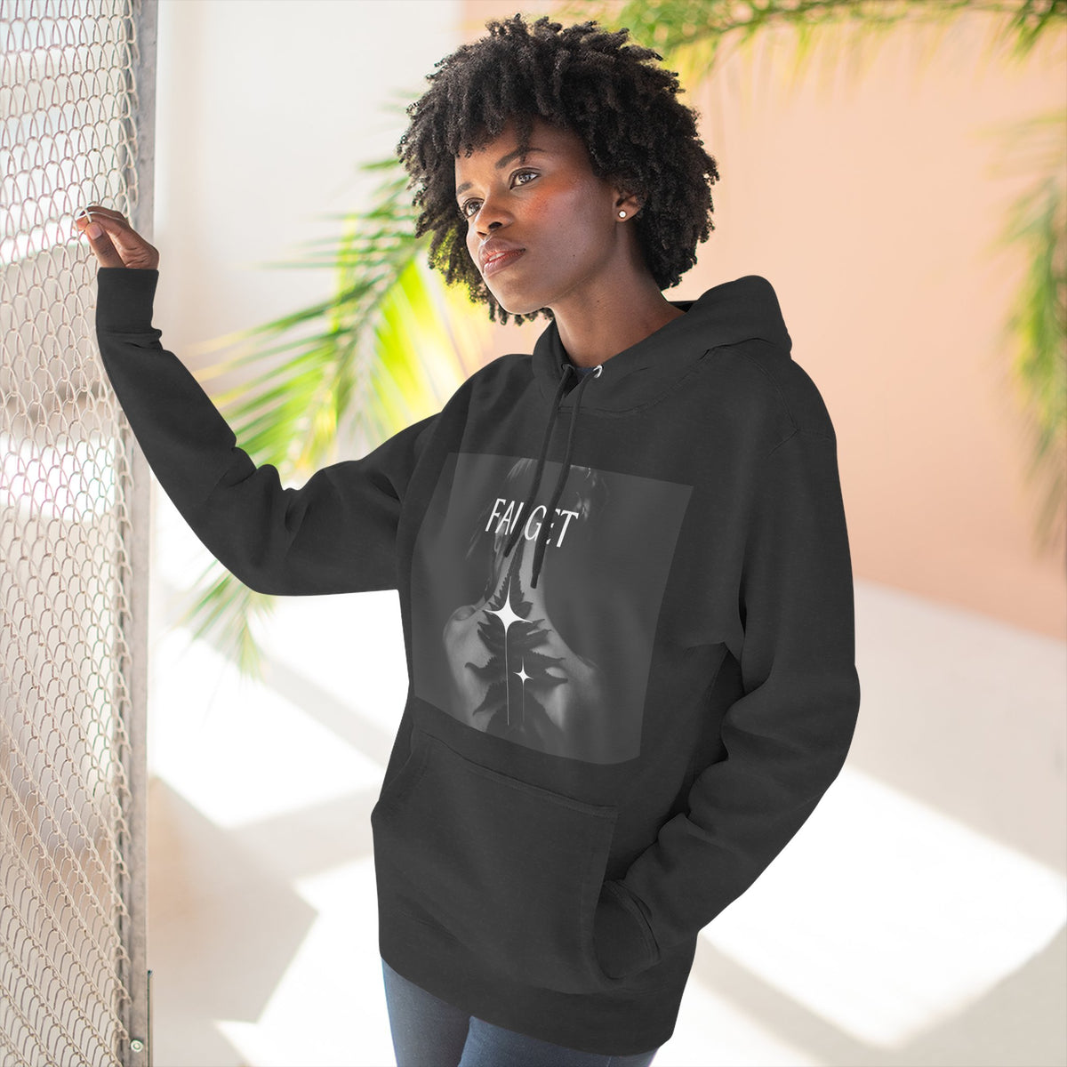Hoodie — 'FAUCET' Monochrome Prayer Hands Graphic Hoodie
