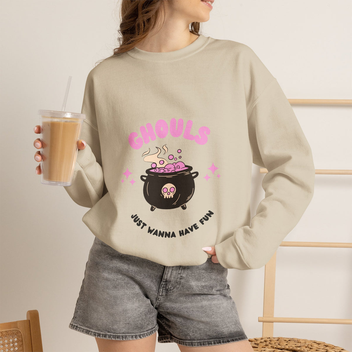 Ghoul Crewneck Sweatshirt — "Ghouls Just Wanna Have Fun" Cute Halloween Pullover