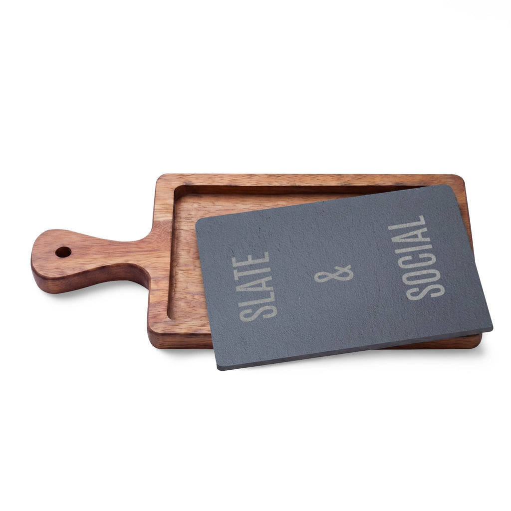 Slate & Social Engraved Charcuterie Board with Cheese Tools