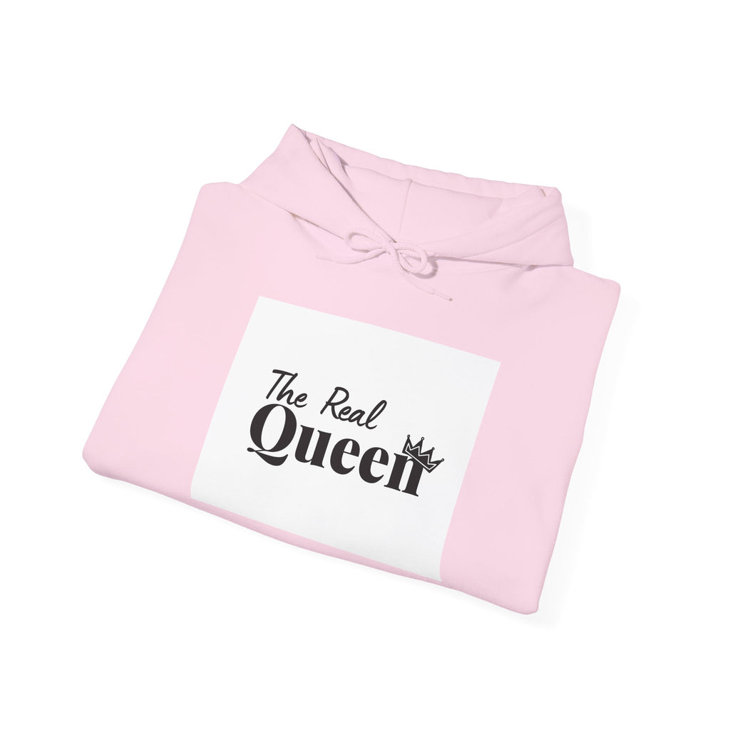 The Real Queen Hoodie — 'Slate & Social' Graphic Pullover for Bold Fashionistas