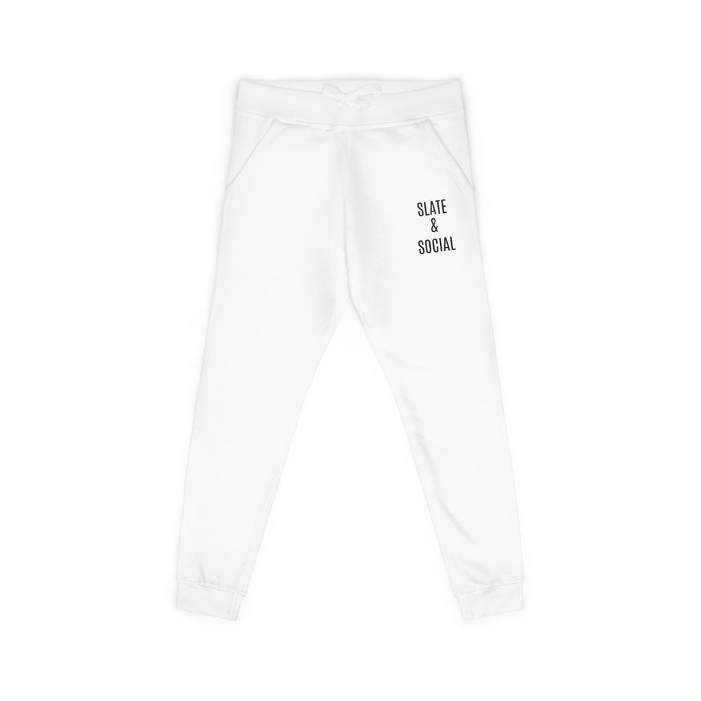 Embroidered 'Slate & Social' Fleece Sweatpants — Cozy Casual Joggers