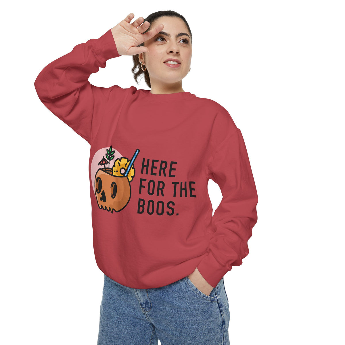 Halloween Pumpkin "Here for the Boos" Sweatshirt