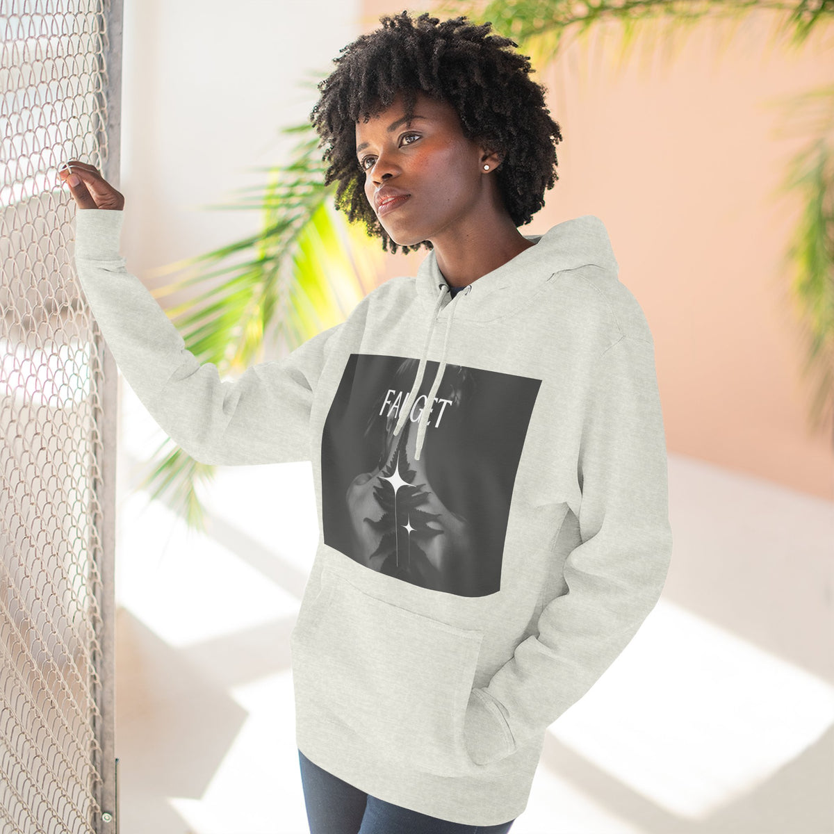 Hoodie — 'FAUCET' Monochrome Prayer Hands Graphic Hoodie