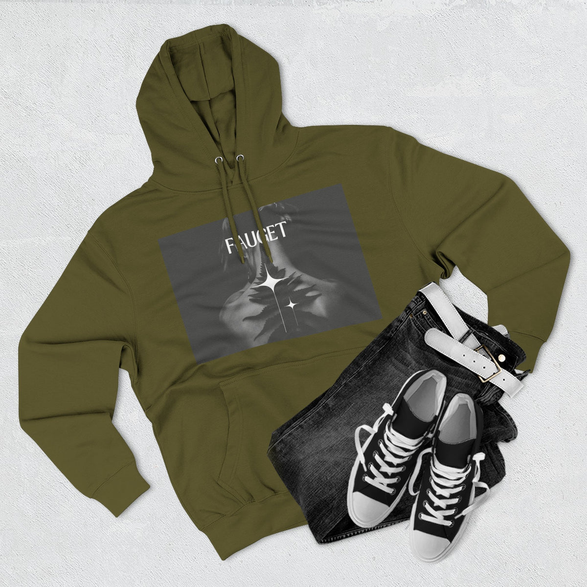 Hoodie — 'FAUCET' Monochrome Prayer Hands Graphic Hoodie