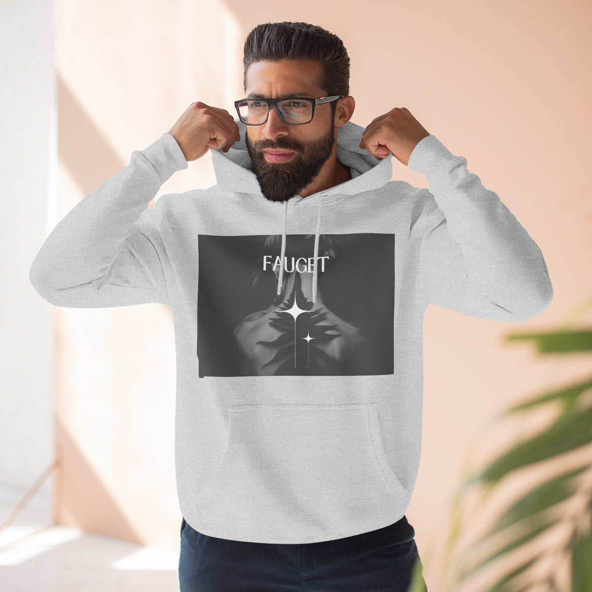 Hoodie — 'FAUCET' Monochrome Prayer Hands Graphic Hoodie
