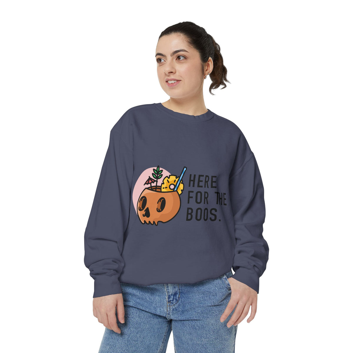 Halloween Pumpkin "Here for the Boos" Sweatshirt
