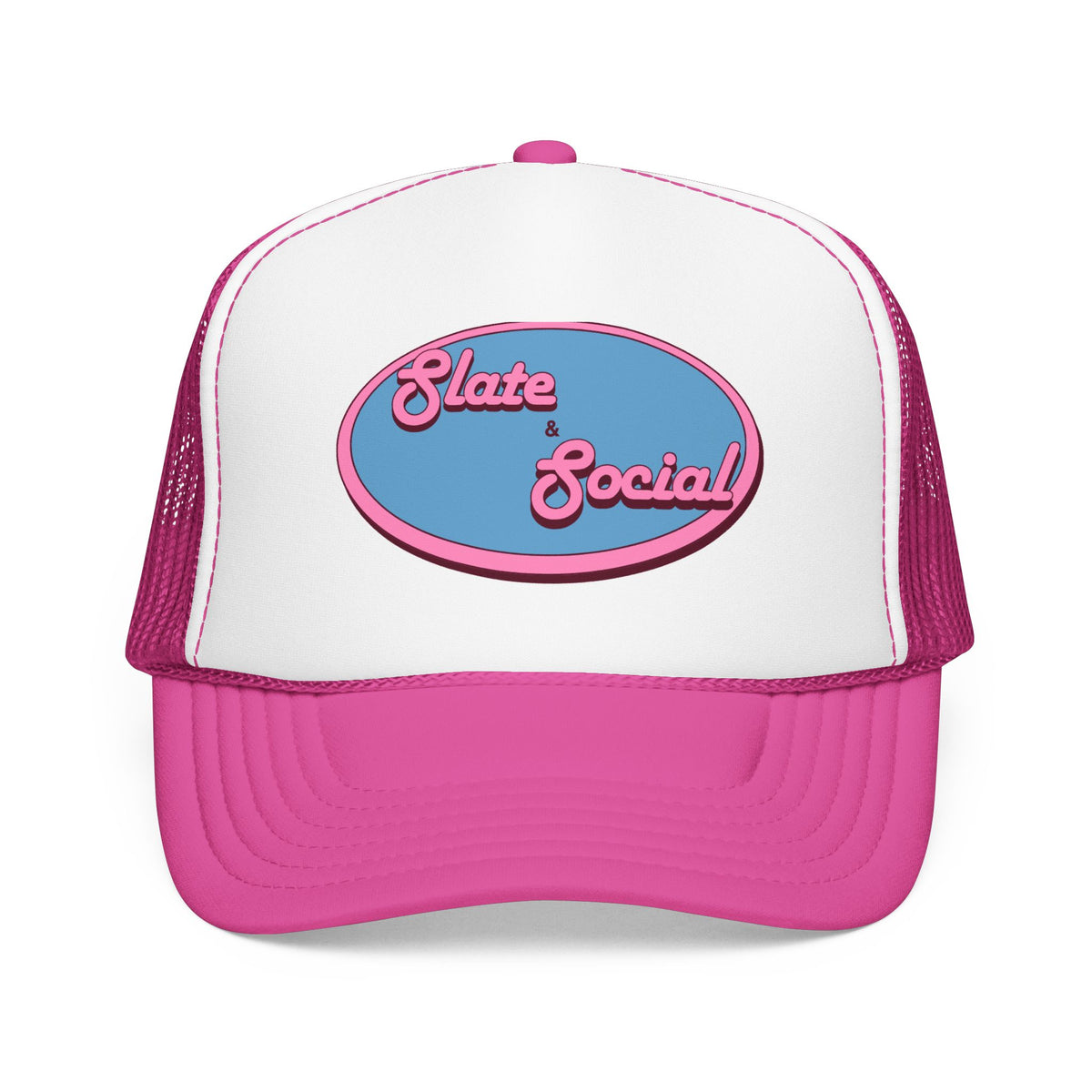 Trucker Hat — "Slate & Social" Retro Patch Foam Cap