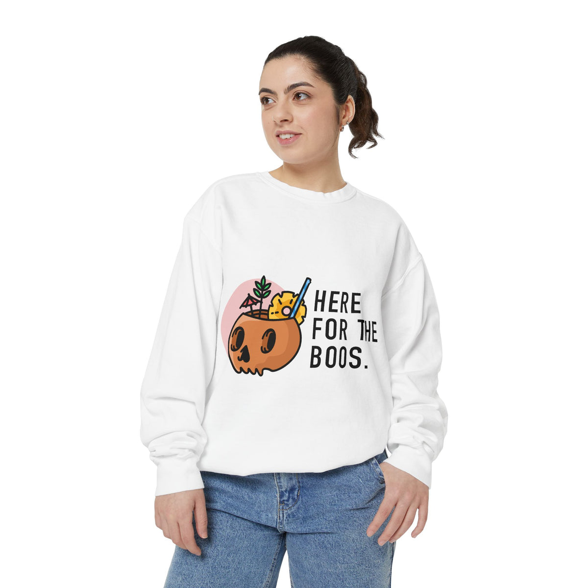 Halloween Pumpkin "Here for the Boos" Sweatshirt