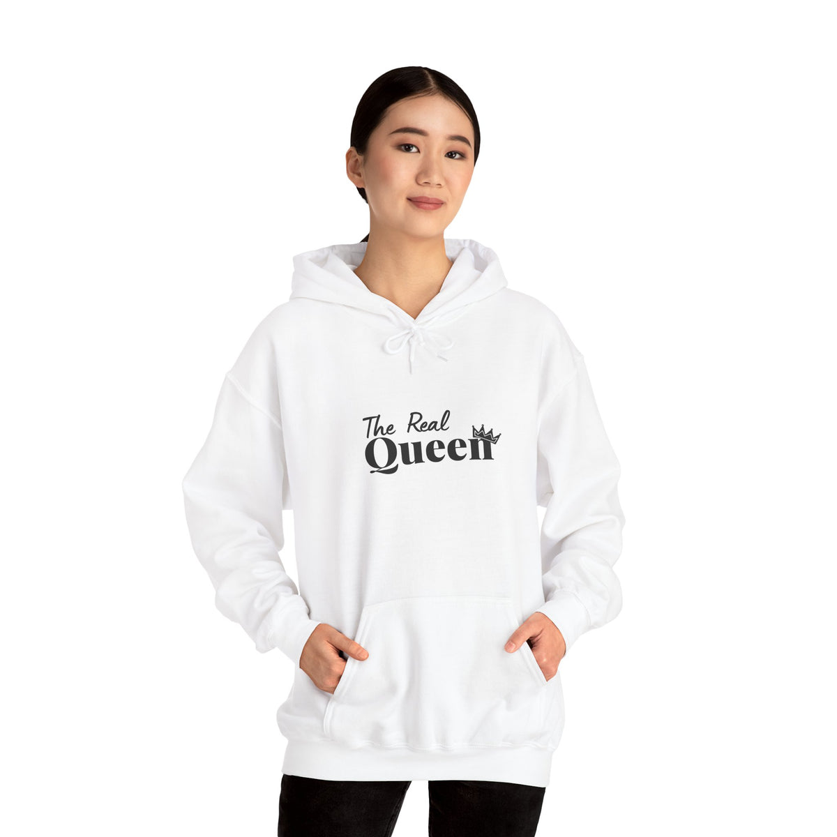 The Real Queen Hoodie — 'Slate & Social' Graphic Pullover for Bold Fashionistas
