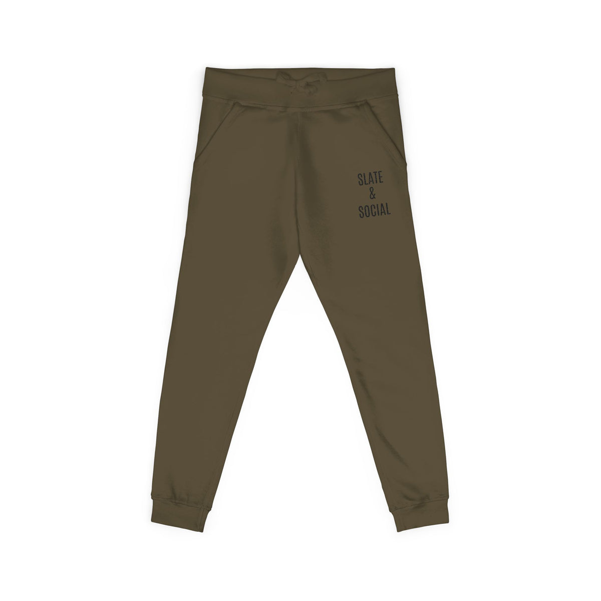 Embroidered 'Slate & Social' Fleece Sweatpants — Cozy Casual Joggers