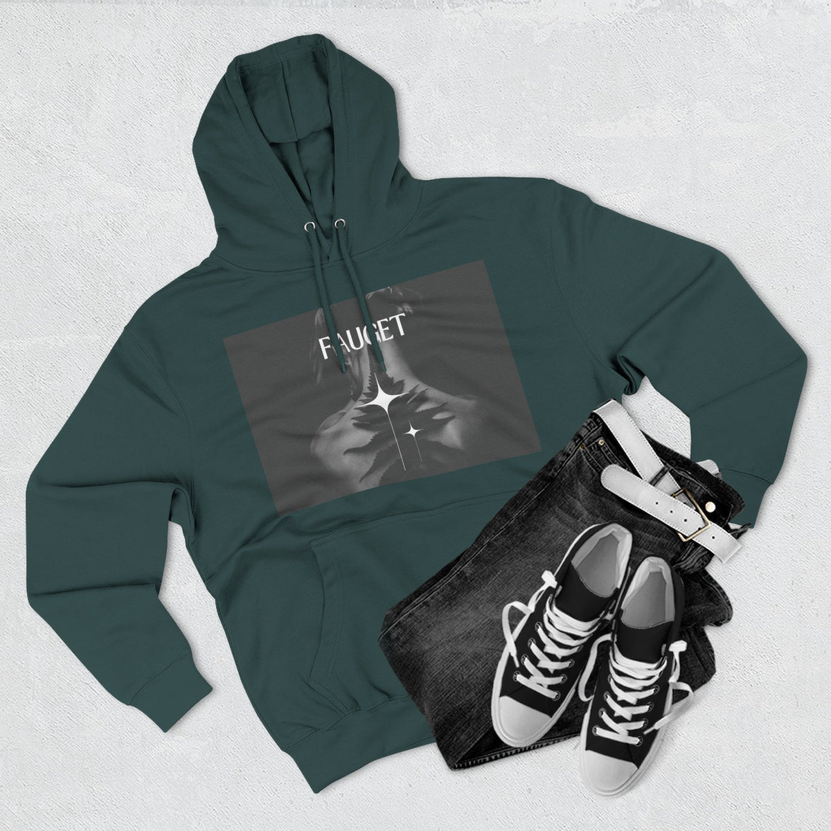 Hoodie — 'FAUCET' Monochrome Prayer Hands Graphic Hoodie