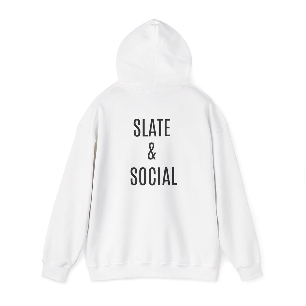 Butterfly Graphic Hoodie — 'Slate & Social' Minimalist White Pullover
