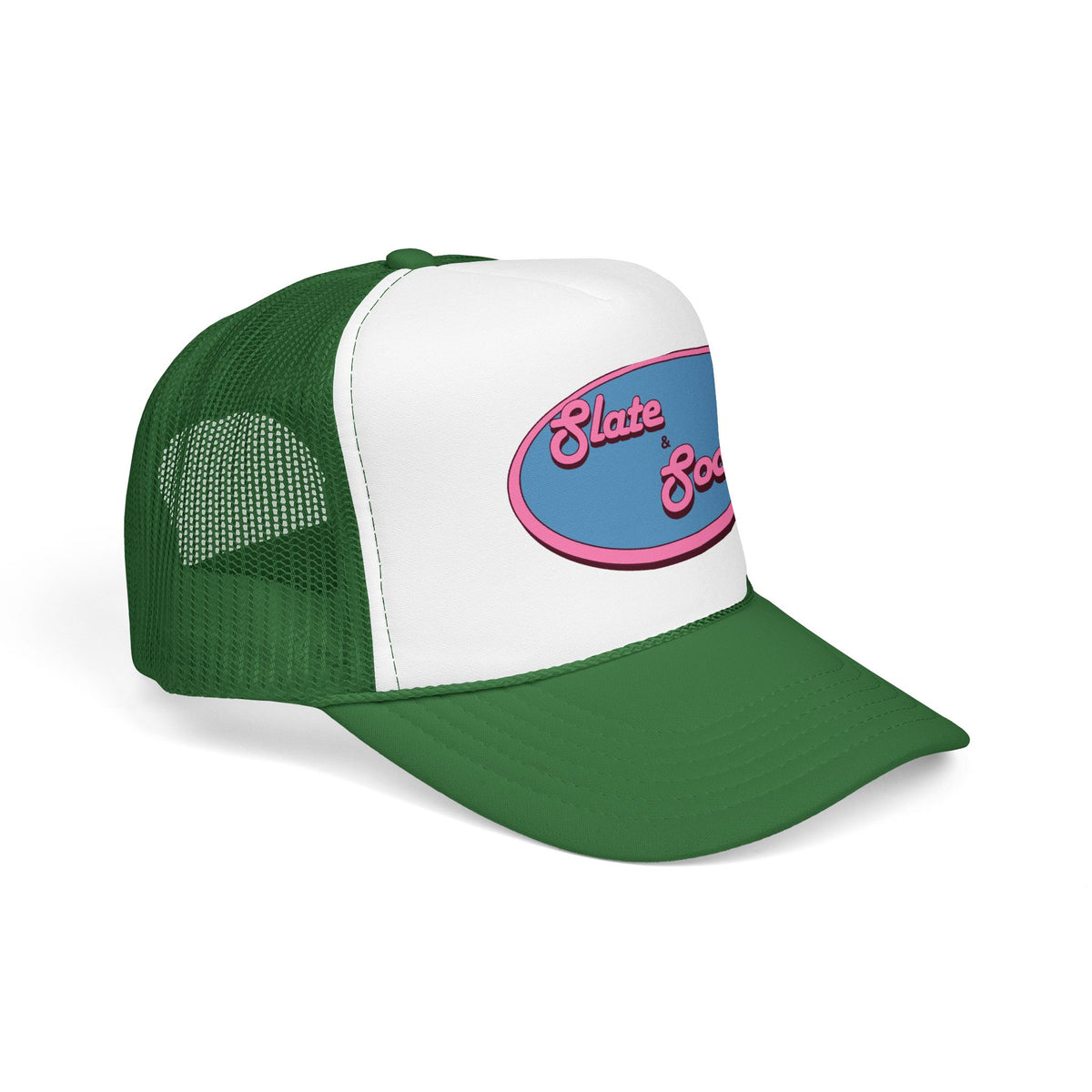 Trucker Hat — "Slate & Social" Retro Patch Foam Cap