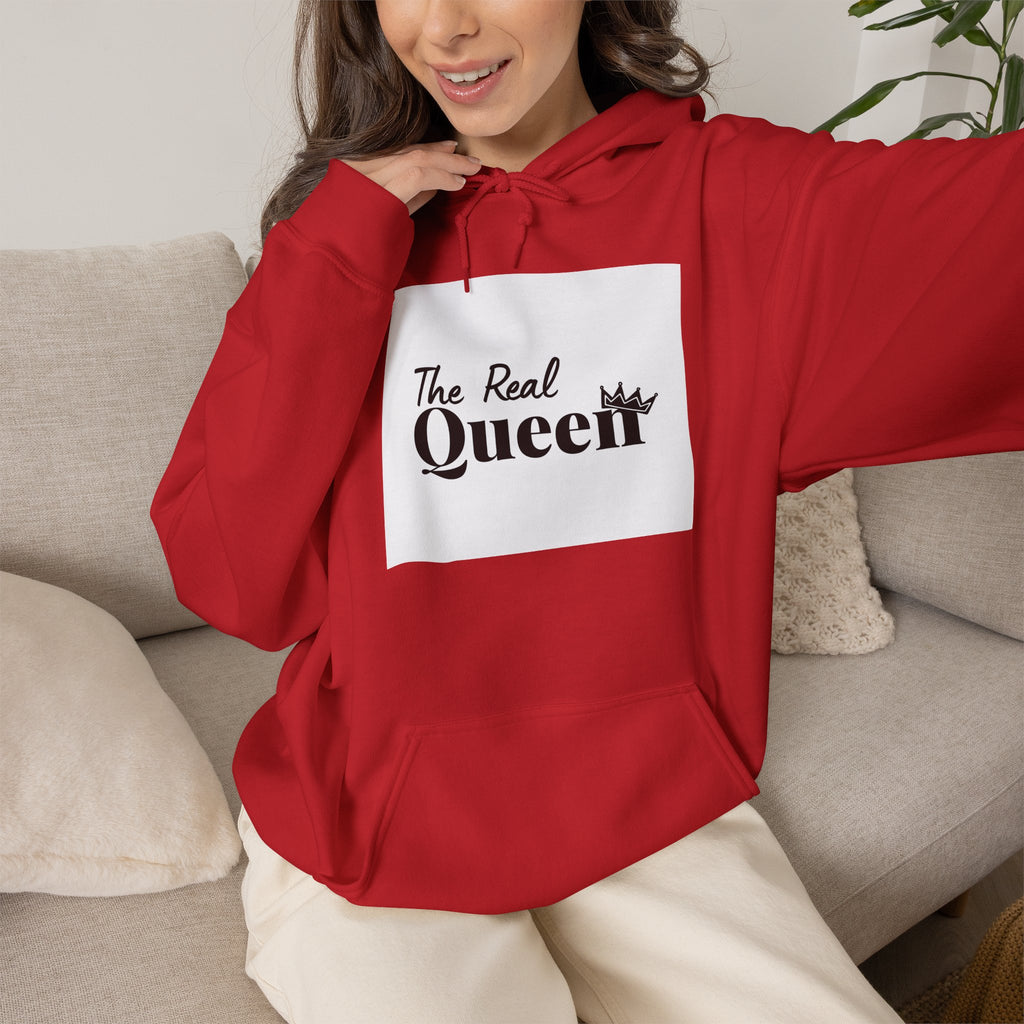 The Real Queen Hoodie — 'Slate & Social' Graphic Pullover for Bold Fashionistas