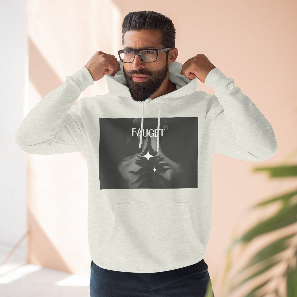 Hoodie — 'FAUCET' Monochrome Prayer Hands Graphic Hoodie