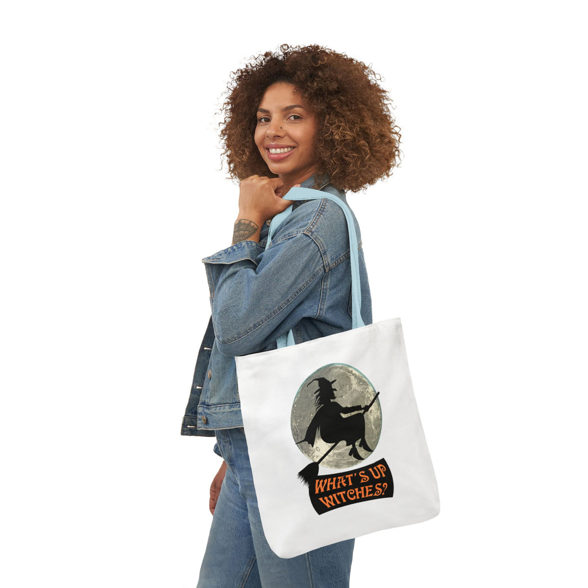 What’s Up Witches Halloween Witch Canvas Tote Bag