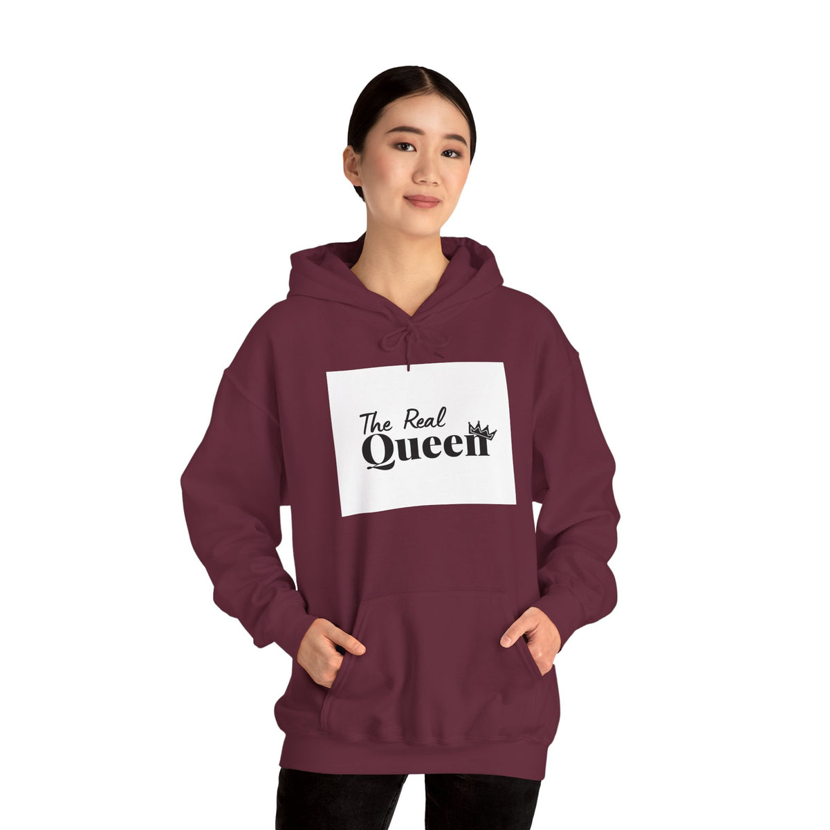 The Real Queen Hoodie — 'Slate & Social' Graphic Pullover for Bold Fashionistas