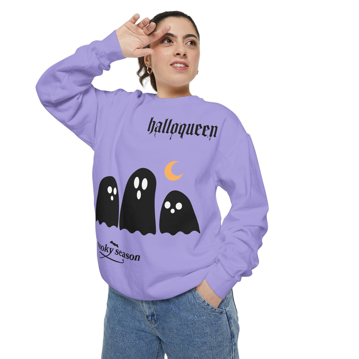 Halloween Ghosts Sweatshirt — "halloqueen" Spooky Season Crewneck