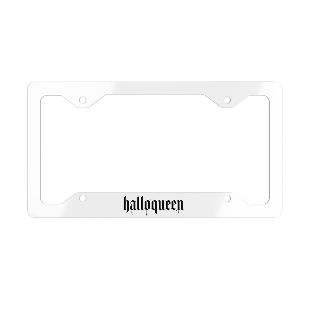 Halloqueen Metal License Plate Frame — Gothic Script Car Plate Border