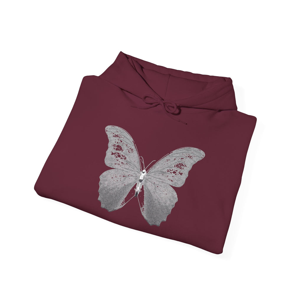 Butterfly Graphic Hoodie — 'Slate & Social' Minimalist White Pullover