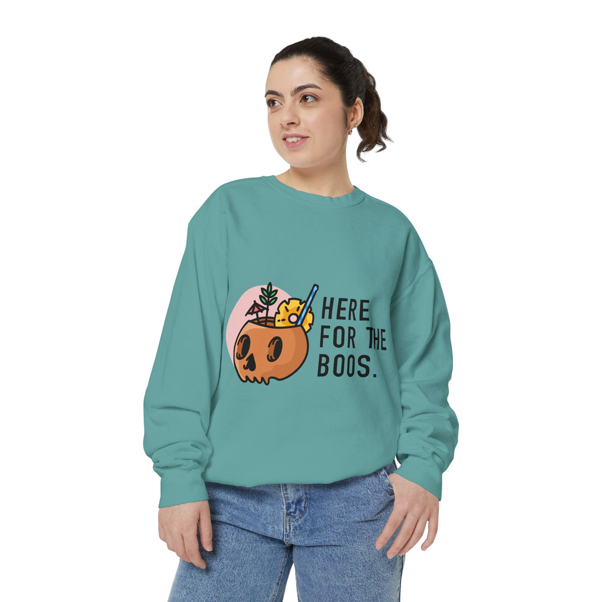 Halloween Pumpkin "Here for the Boos" Sweatshirt