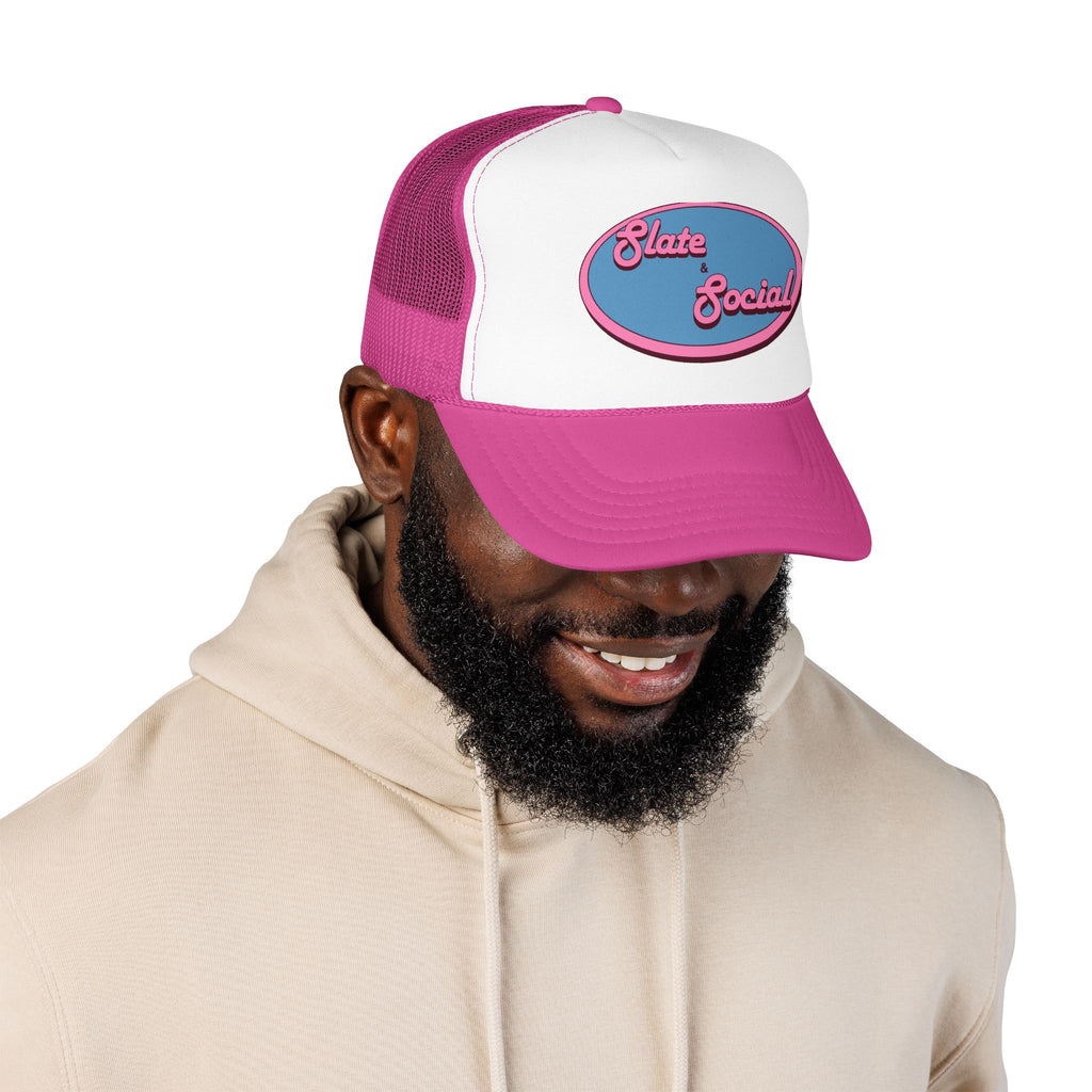 Trucker Hat — "Slate & Social" Retro Patch Foam Cap