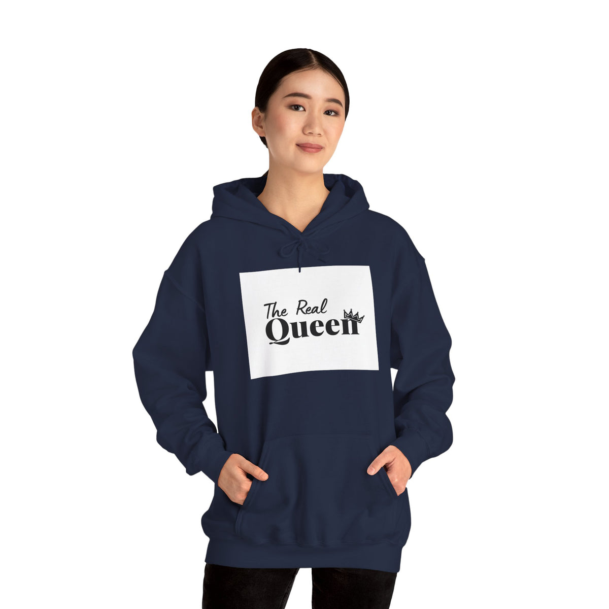 The Real Queen Hoodie — 'Slate & Social' Graphic Pullover for Bold Fashionistas