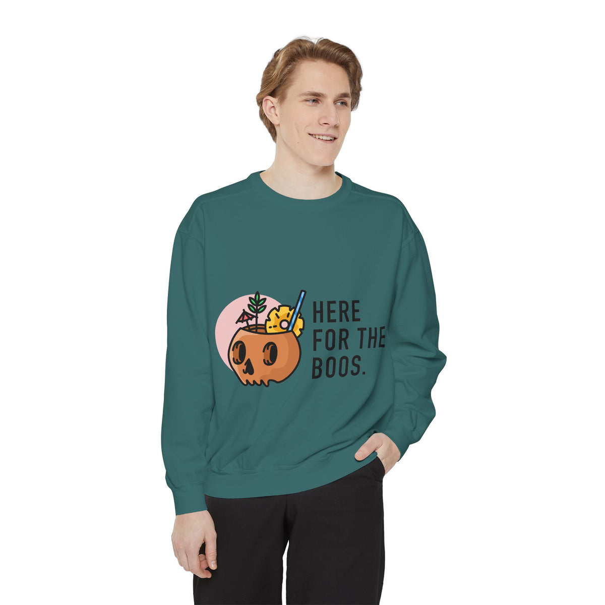 Halloween Pumpkin "Here for the Boos" Sweatshirt