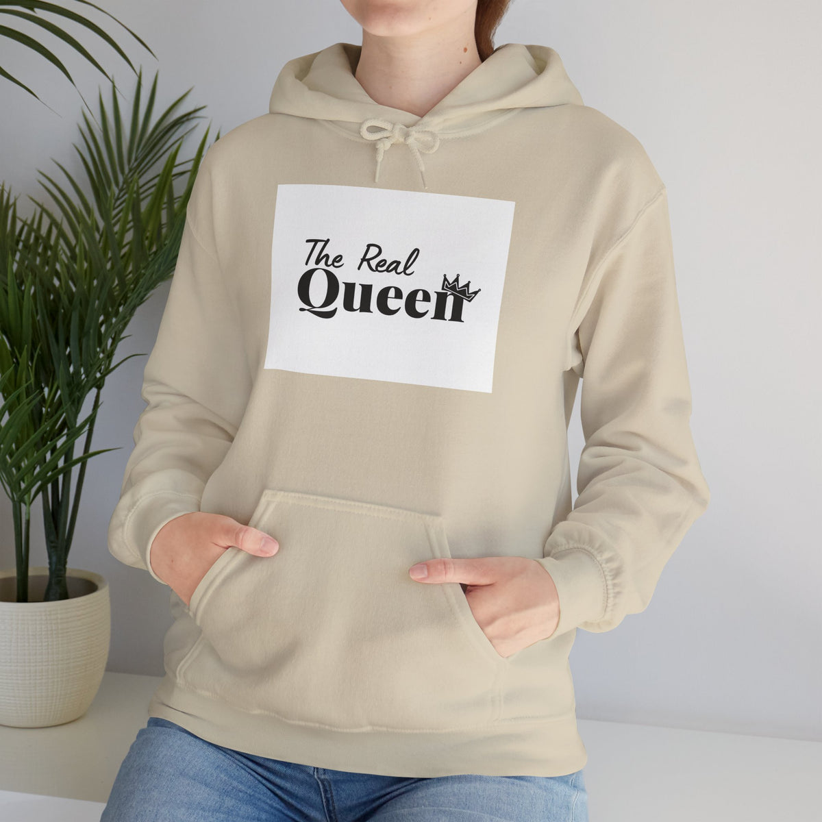 The Real Queen Hoodie — 'Slate & Social' Graphic Pullover for Bold Fashionistas