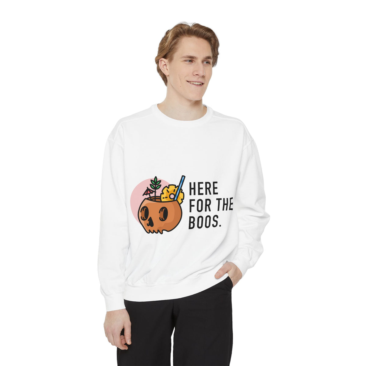 Halloween Pumpkin "Here for the Boos" Sweatshirt