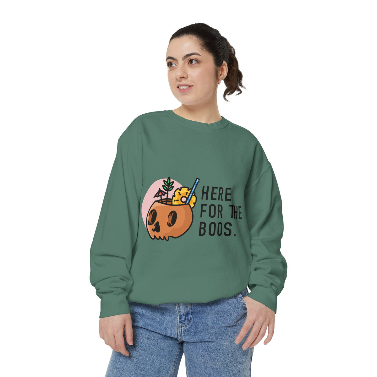 Halloween Pumpkin "Here for the Boos" Sweatshirt