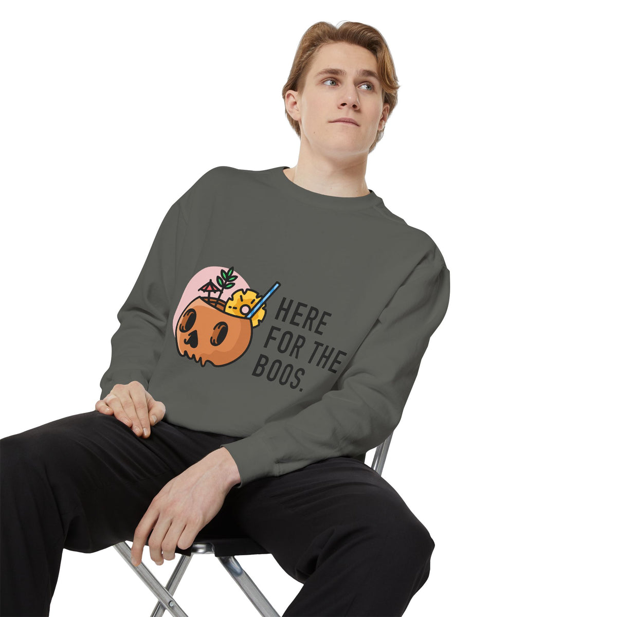 Halloween Pumpkin "Here for the Boos" Sweatshirt