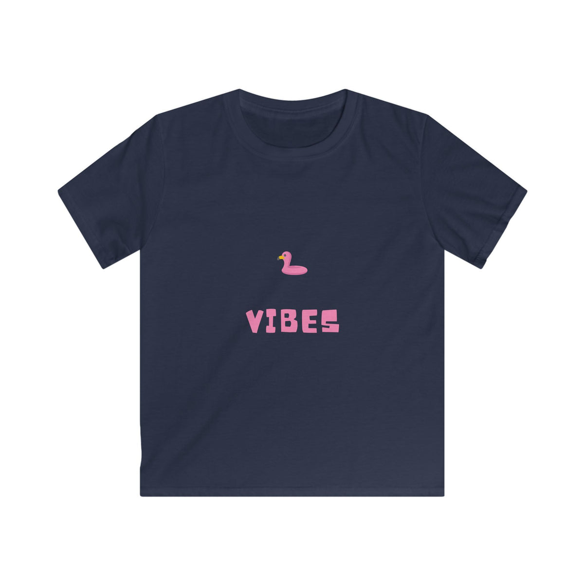 Kids T-Shirt — Pink Duck 'VIBES' Cute Summer Tee