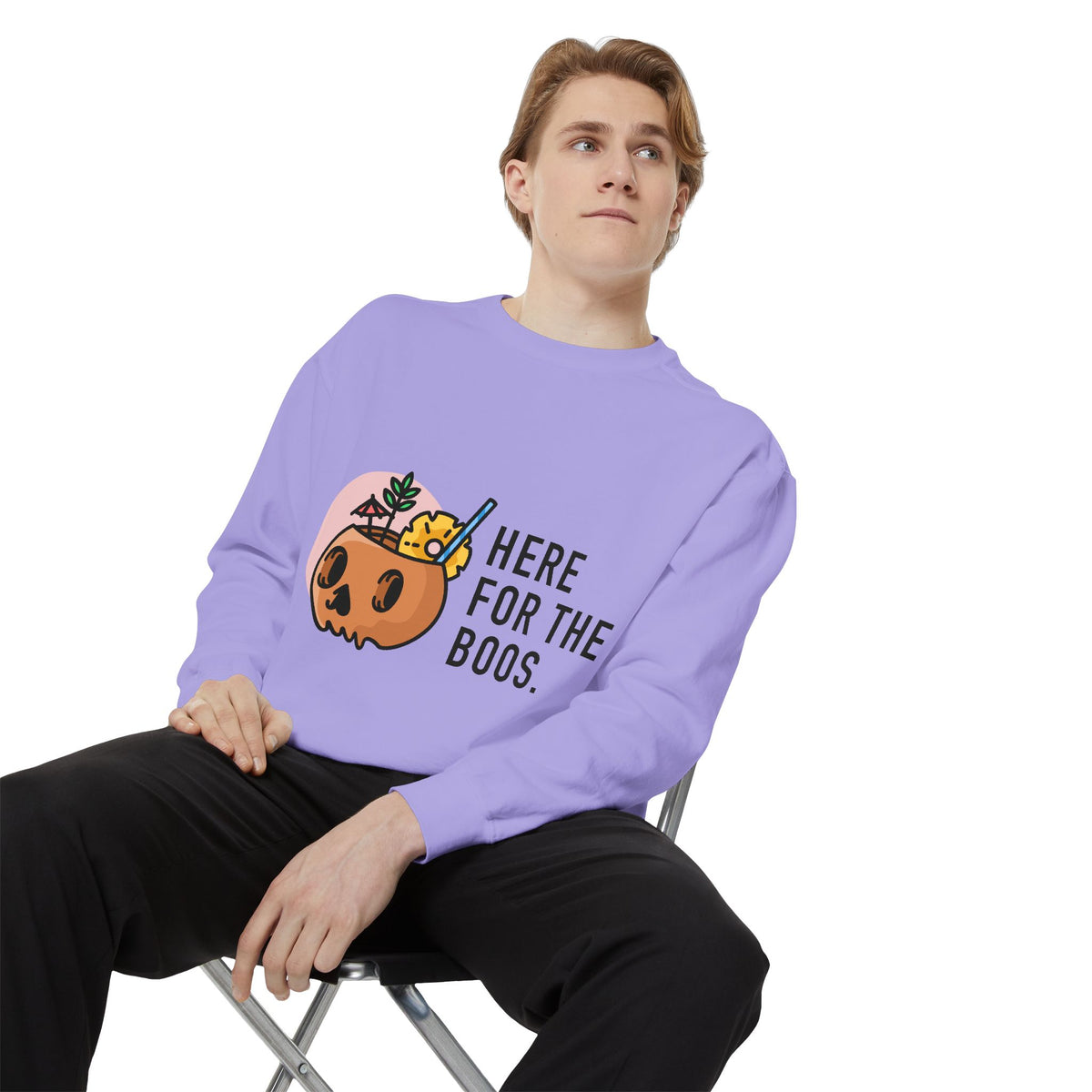 Halloween Pumpkin "Here for the Boos" Sweatshirt