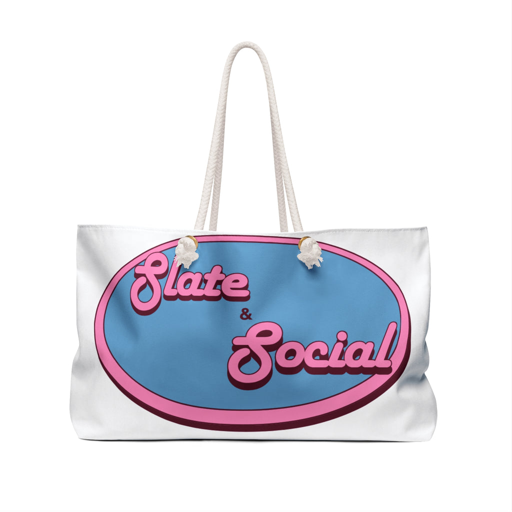 Weekender Bag — Slate & Social Retro Logo Canvas Travel Tote