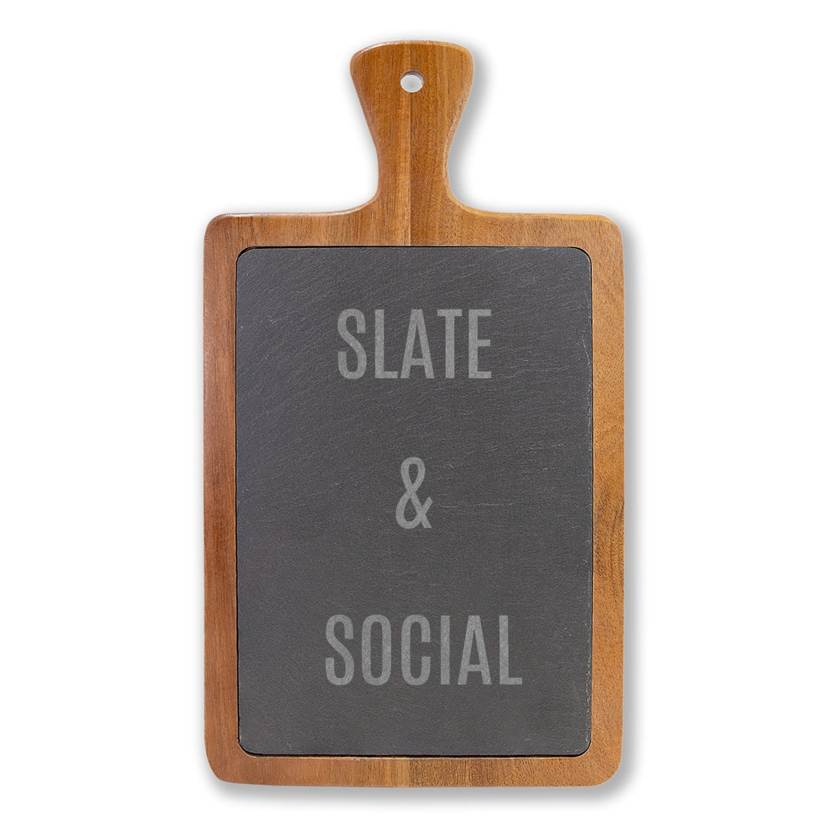 Slate & Social Engraved Charcuterie Board with Cheese Tools