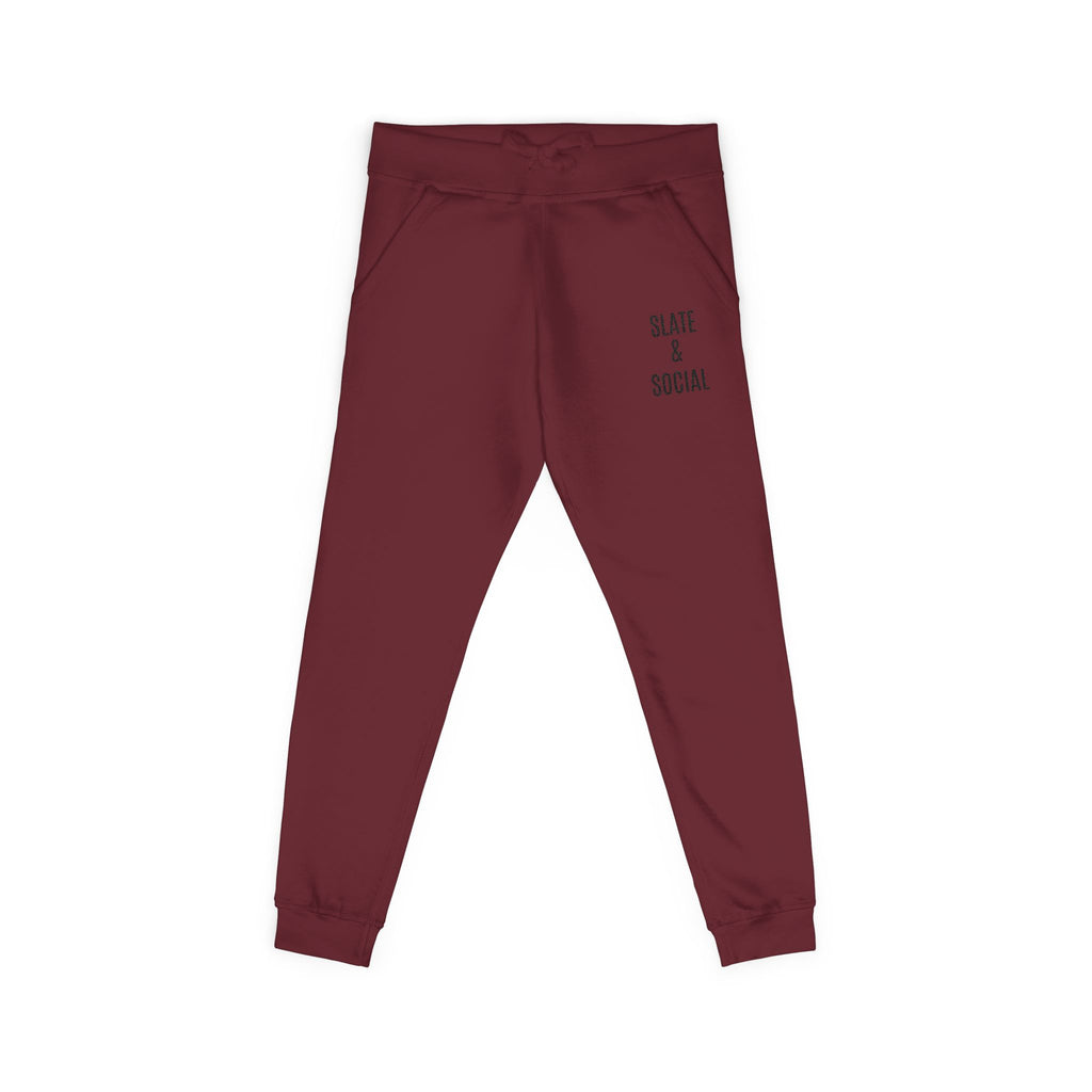Embroidered 'Slate & Social' Fleece Sweatpants — Cozy Casual Joggers