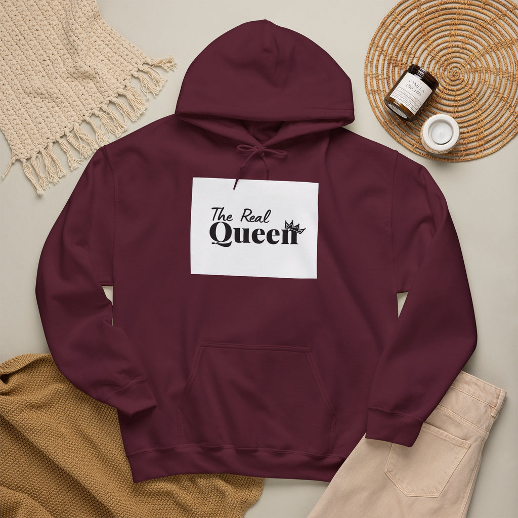 The Real Queen Hoodie — 'Slate & Social' Graphic Pullover for Bold Fashionistas