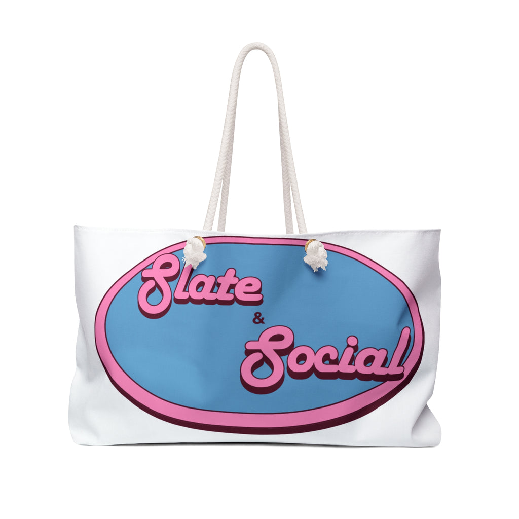 Weekender Bag — Slate & Social Retro Logo Canvas Travel Tote
