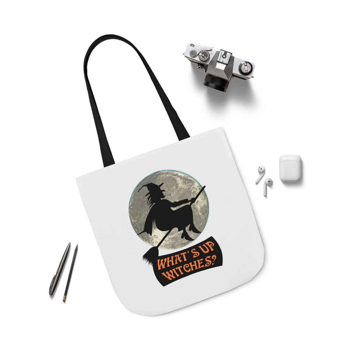 What’s Up Witches Halloween Witch Canvas Tote Bag